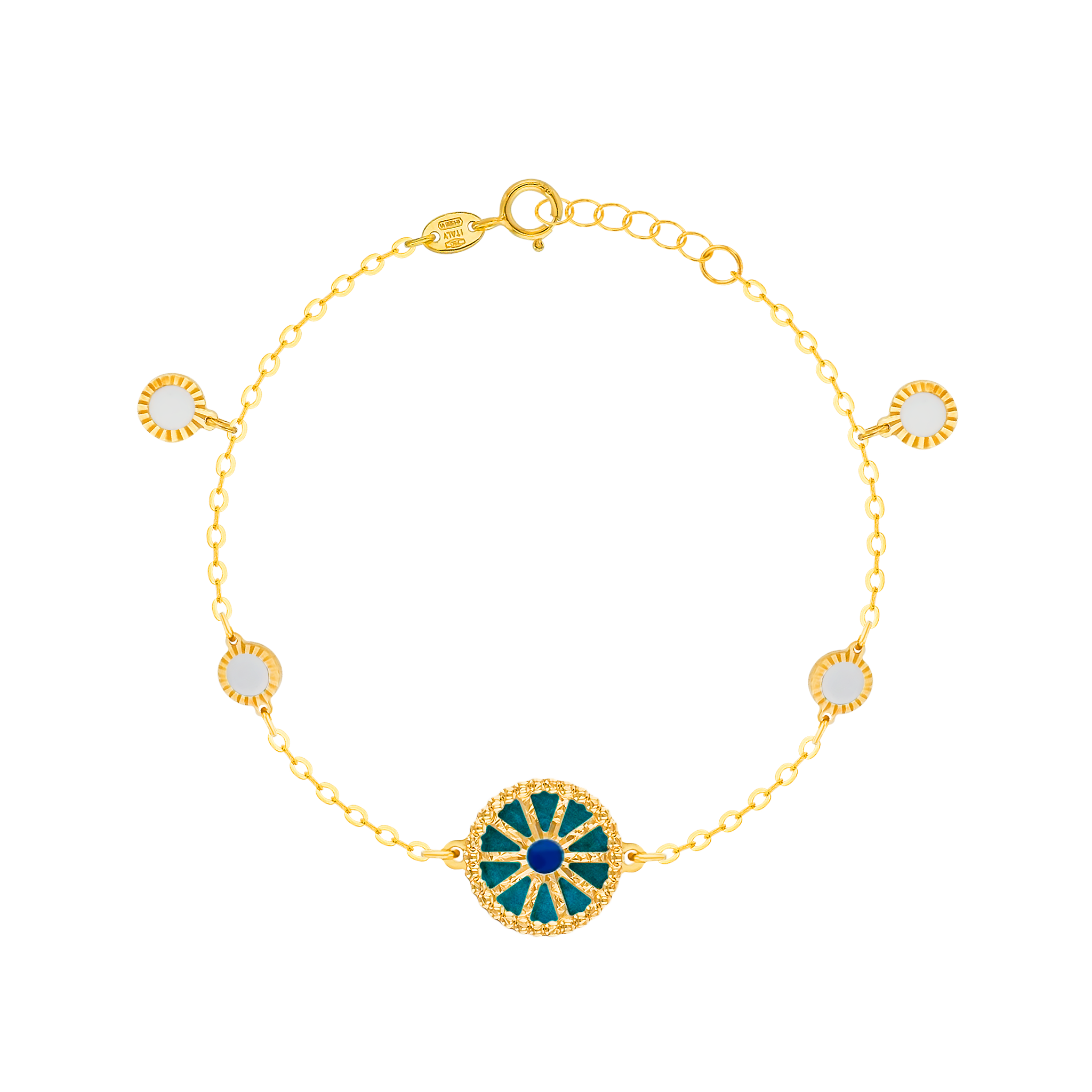 Dubai 18k Yellow Gold Mother Of Pearl Bracelet