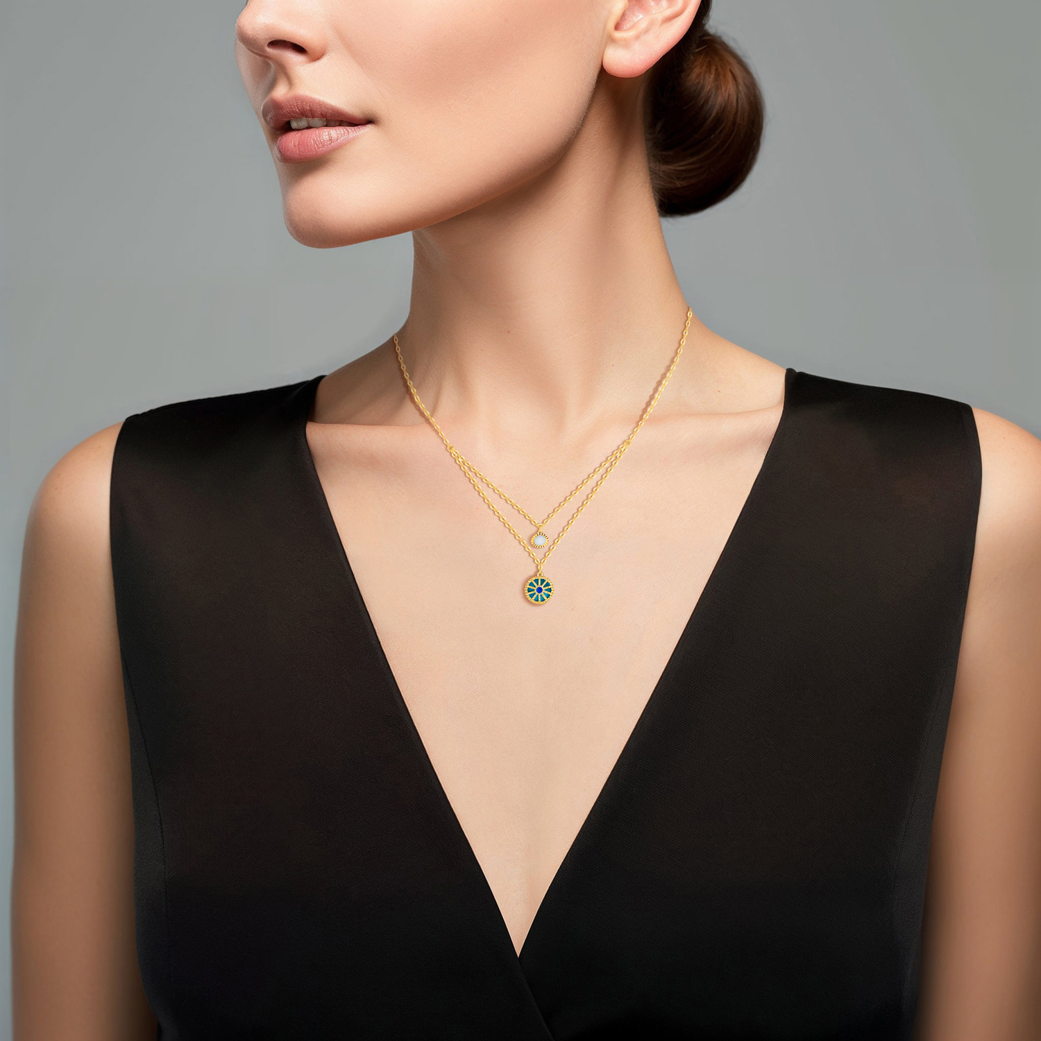 Dubai 18k Yellow Gold Mother Of Pearl Necklace