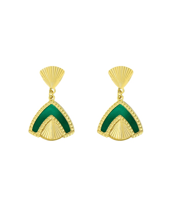 Cairo Coloured Mother Of Pearl Drop Earrings In 18k Yellow Gold