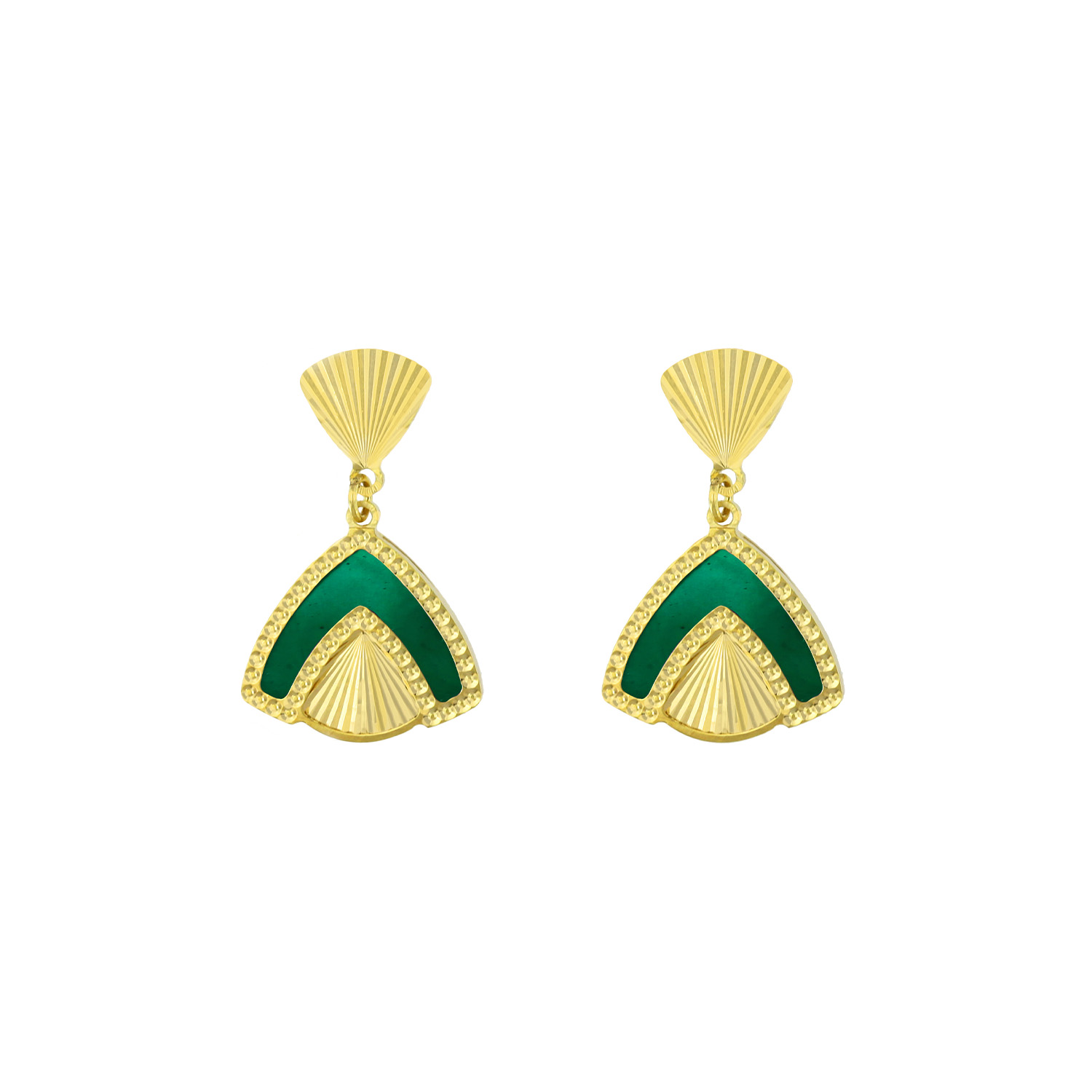 Cairo Coloured Mother Of Pearl Drop Earrings In 18K Yellow Gold