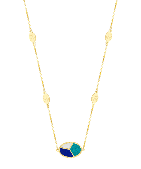 Barcelona 18k Yellow Gold And Coloured Mother Of Pearl Necklace