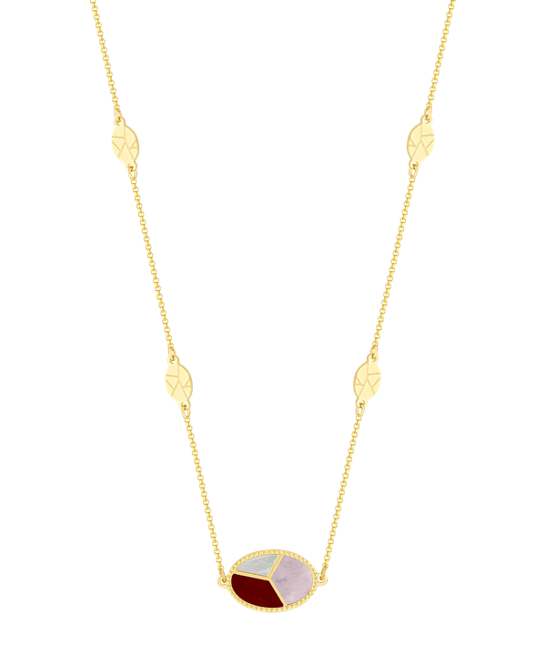 Barcelona 18k Yellow Gold And Coloured Mother Of Pearl Necklace