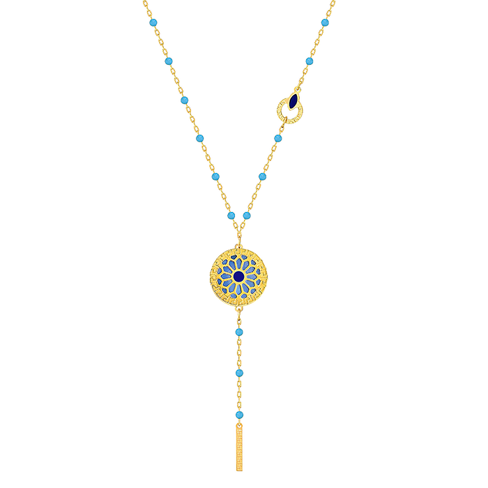 Athens  Mother Of Pearl Reversible Necklace in 18K Yellow Gold