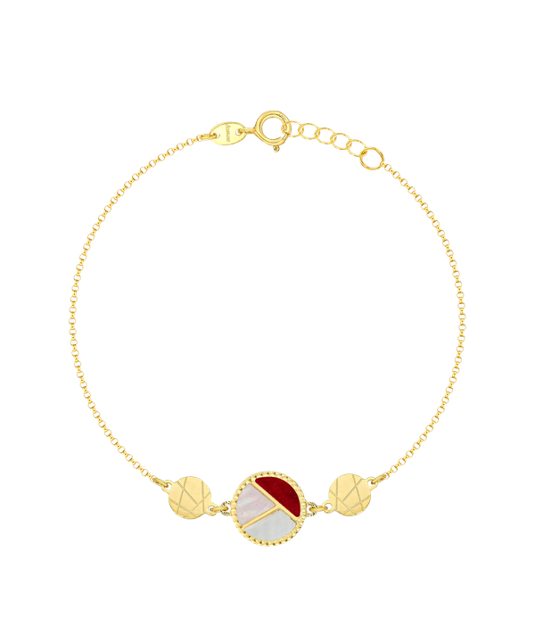 Barcelona 18k Yellow Gold And Coloured Mother Of Pearl Bracelet