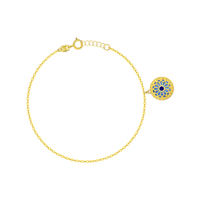Athens 18k Yellow Gold Anklet With Blue And White Mother Of Pearl