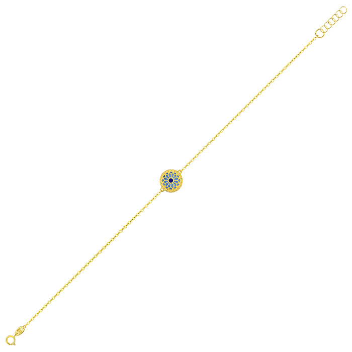 Athens 18k Yellow Gold Bracelet With Blue And White Mother Of Pearl