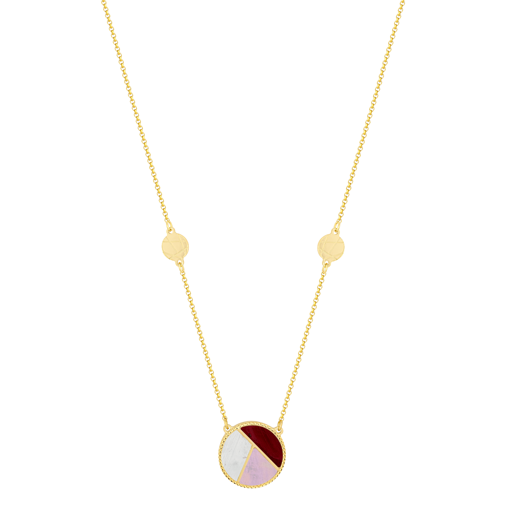 Barcelona 18K Yellow Gold And Coloured Mother Of Pearl Necklace