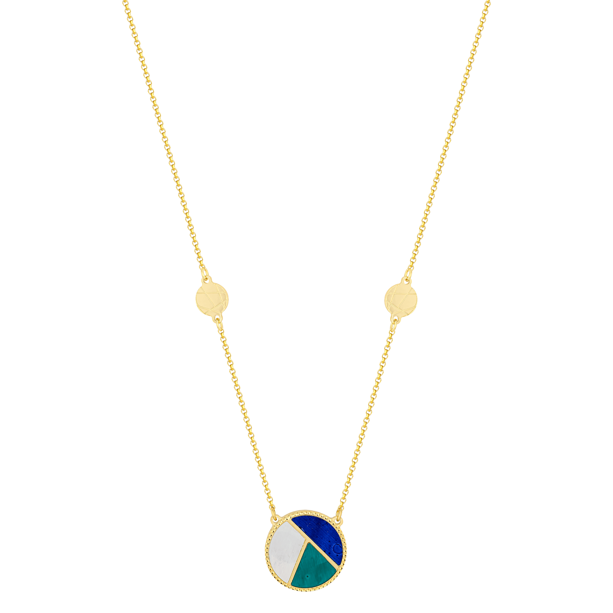 Barcelona 18K Yellow Gold And Coloured Mother Of Pearl Necklace