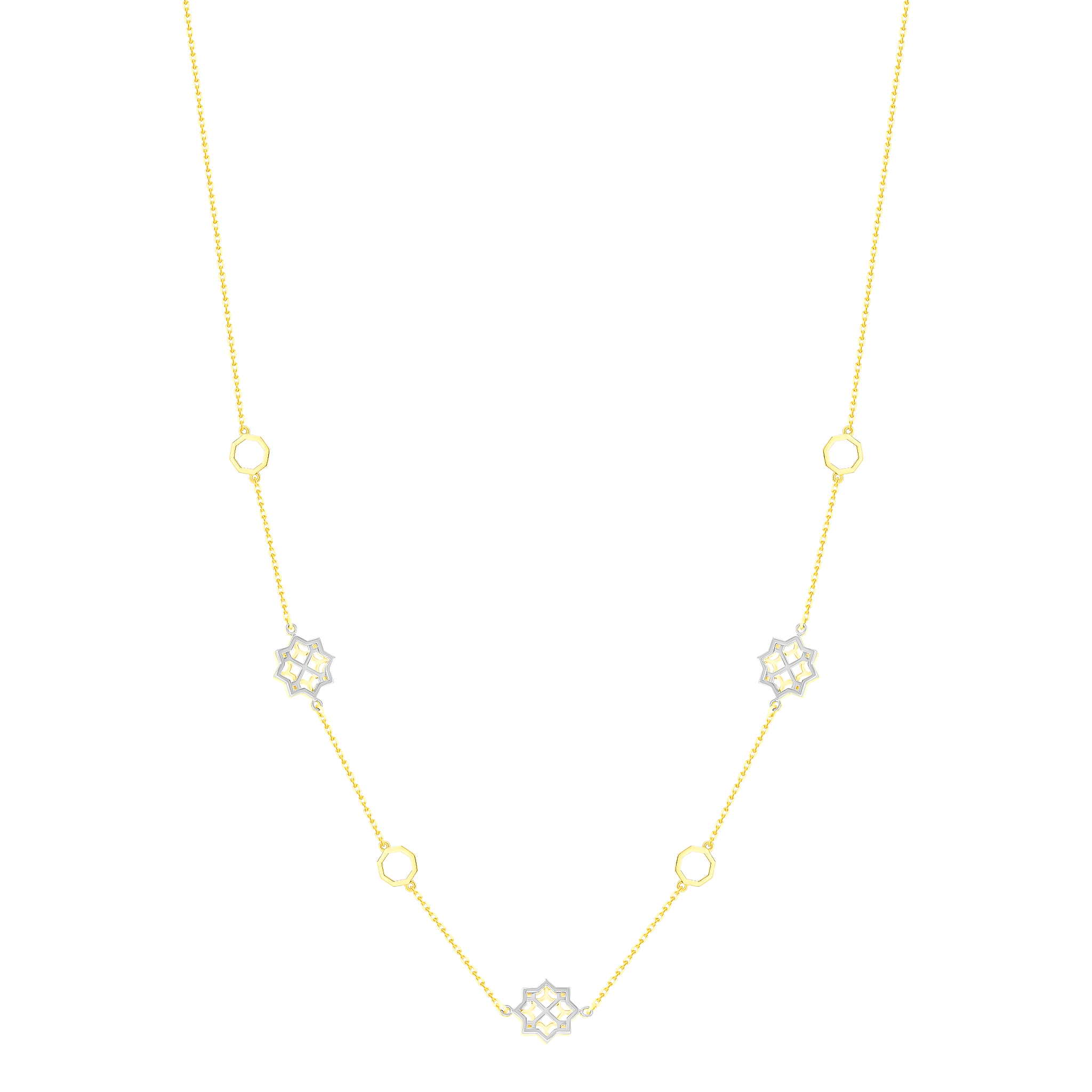 Al Qasr Star Tin Cup Necklace In 18k In White And Yellow Gold