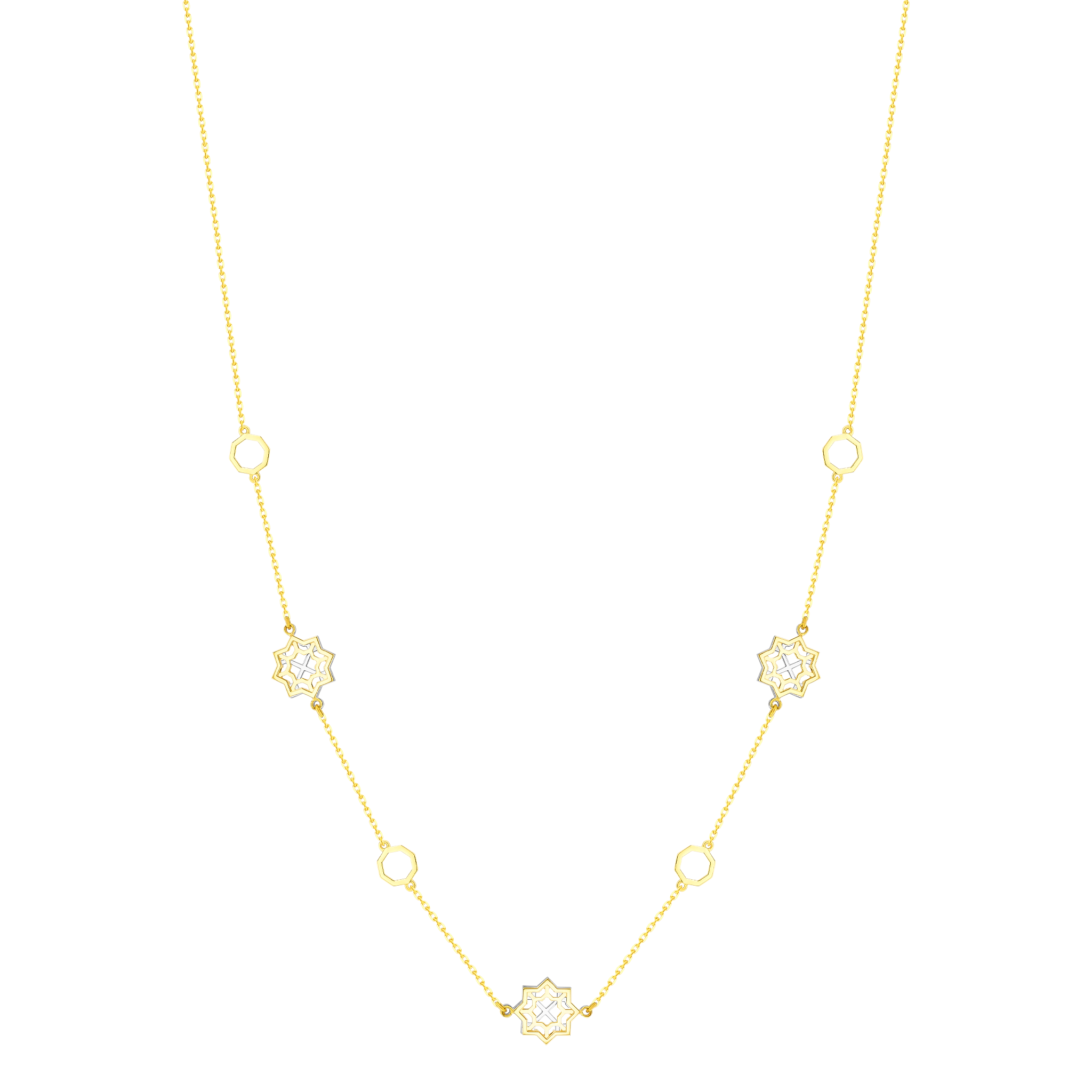 Al Qasr Star Tin Cup Necklace In 18k In White And Yellow Gold