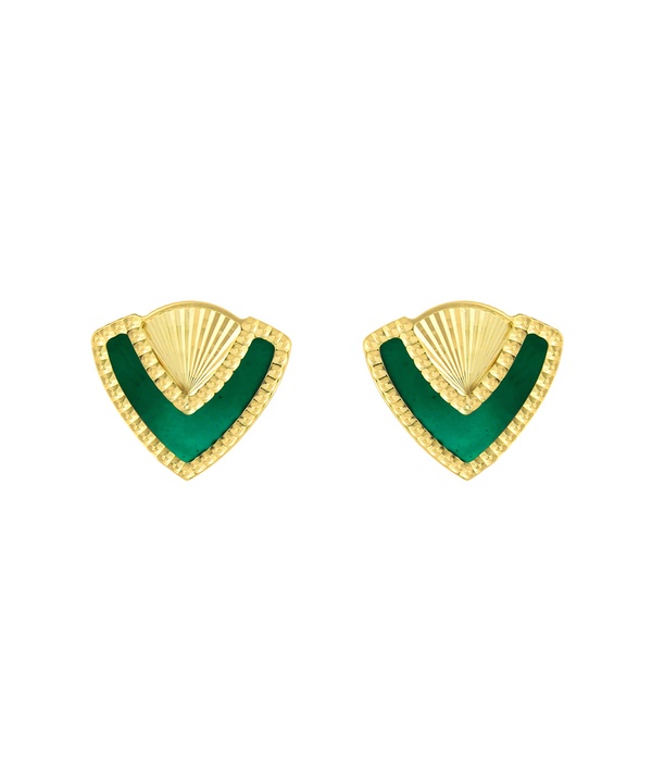 Cairo Coloured Mother Of Pearl Post Earrings In 18k Yellow Gold