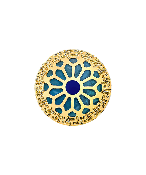 Athens 18k Yellow Gold Earrings With Blue And White Mother Of Pearl