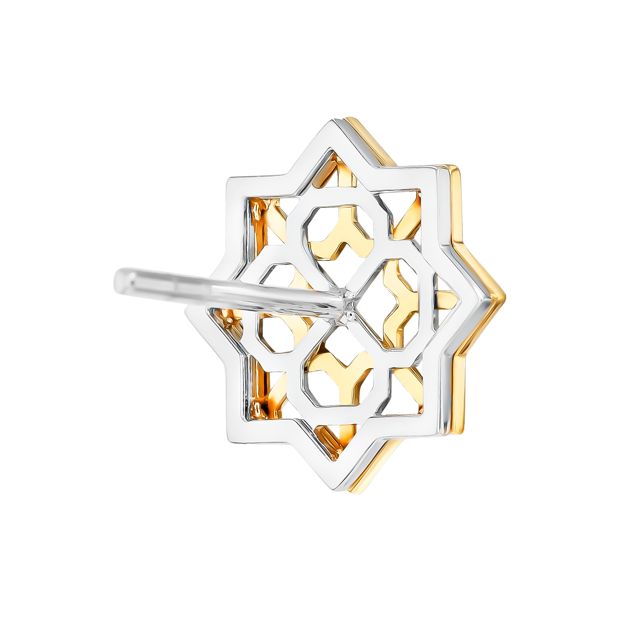 Al Qasr Star Earrings In 18K Yellow And White Gold