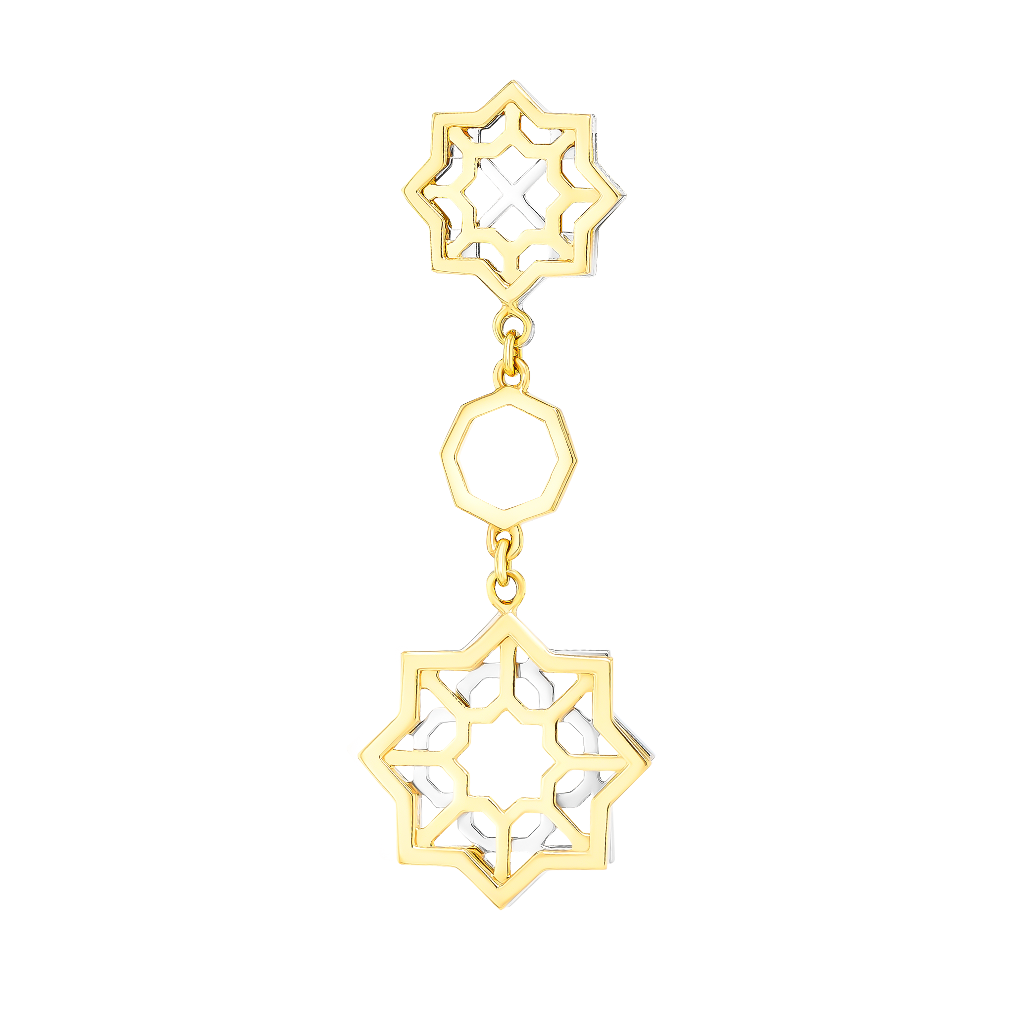 Al Qasr Star Earrings In 18K Yellow And White Gold