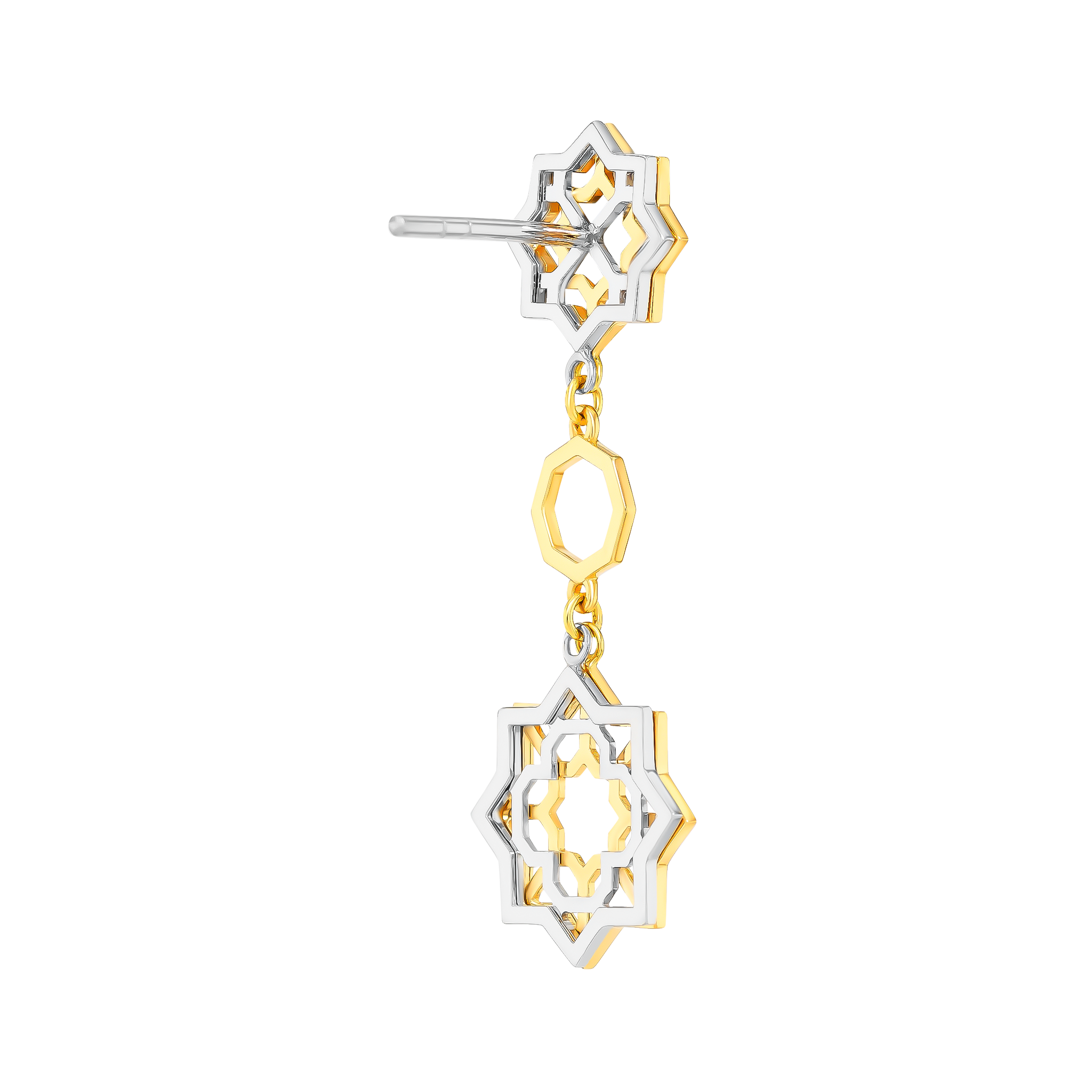 Al Qasr Star Earrings In 18K Yellow And White Gold