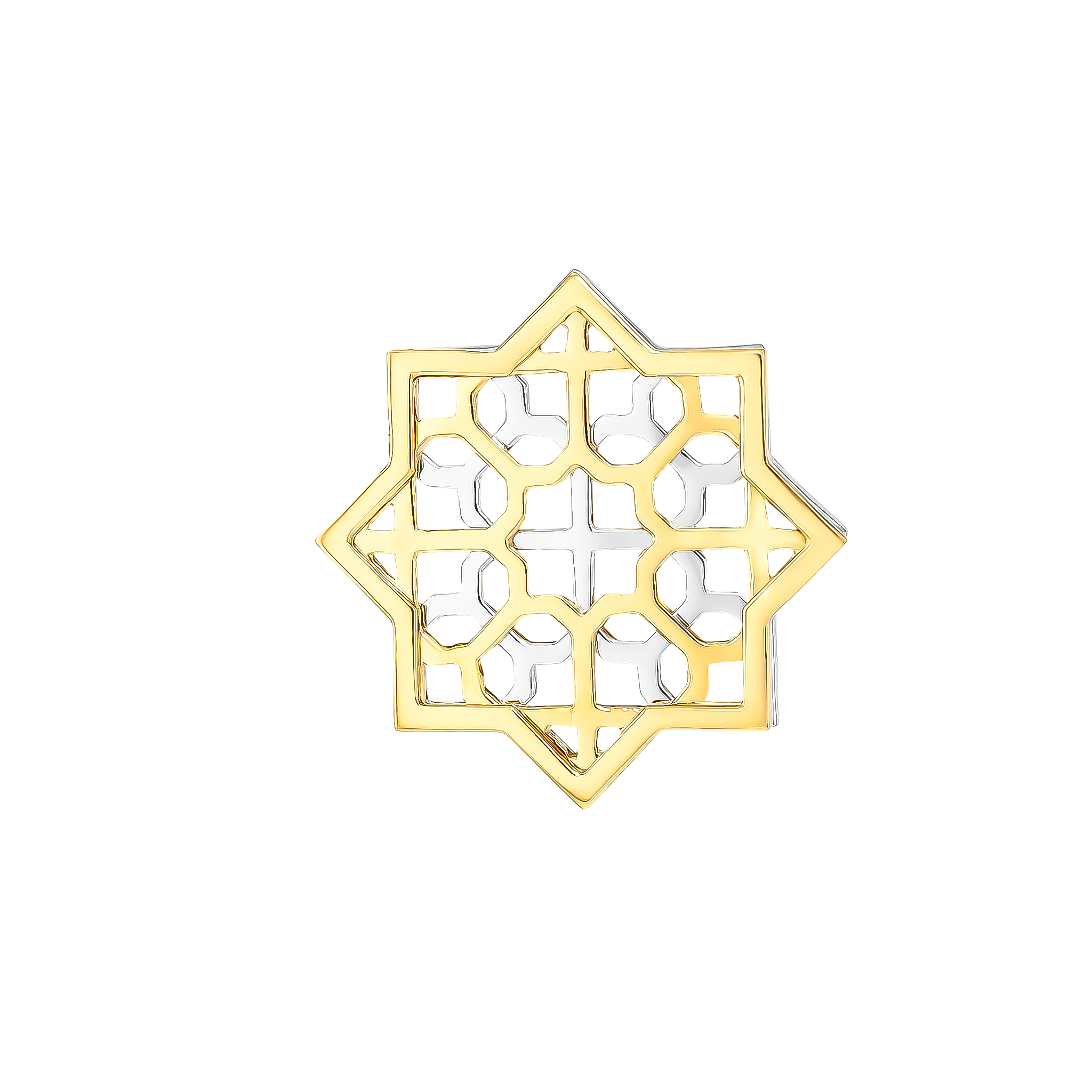 أقراط نجمة القصر (بشكل ثماني الأضلاع) 18 قيراطًا بالذهب الأصفر والأبيض