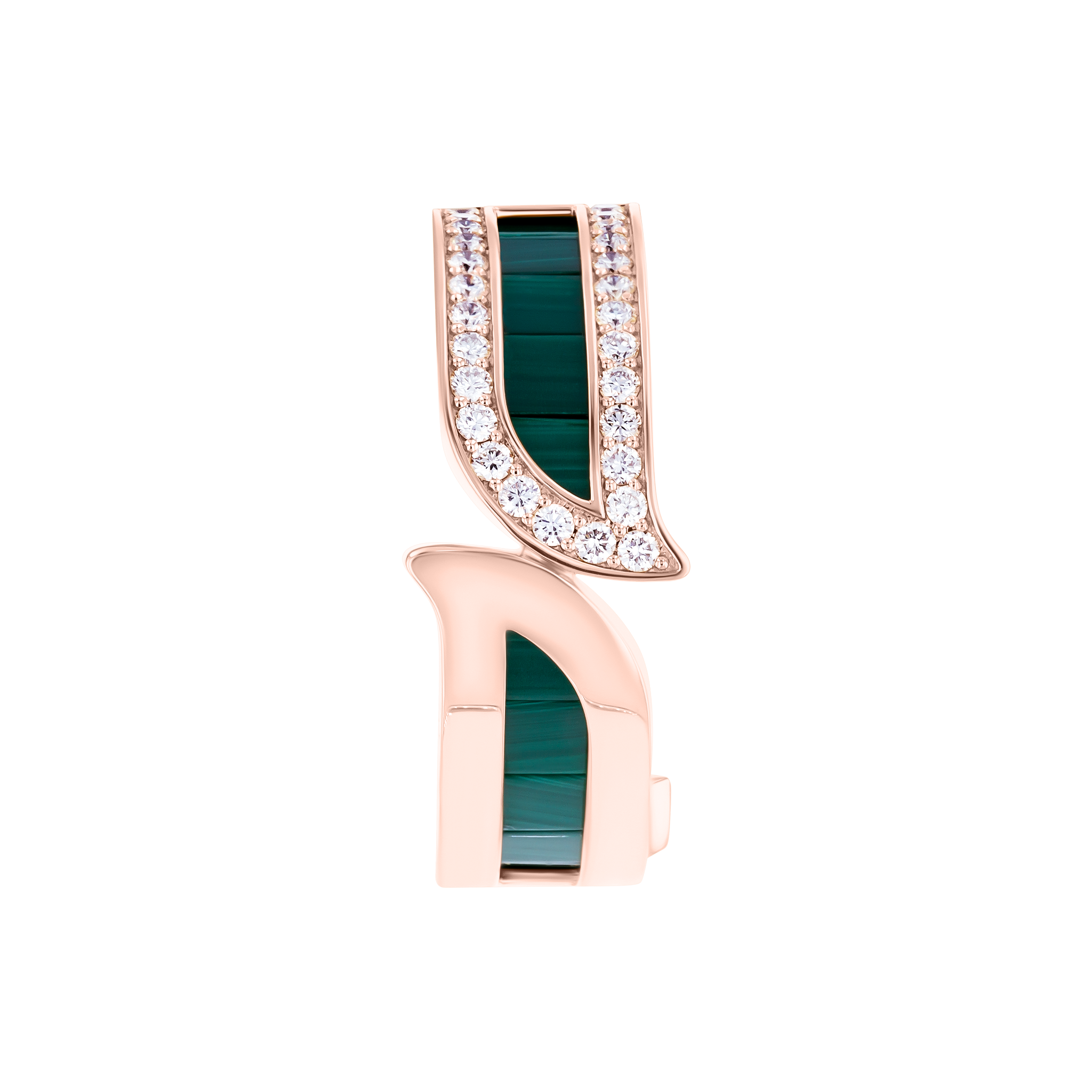 Mosaic Malachite & Diamond Hoop Earrings In 18k Rose Gold