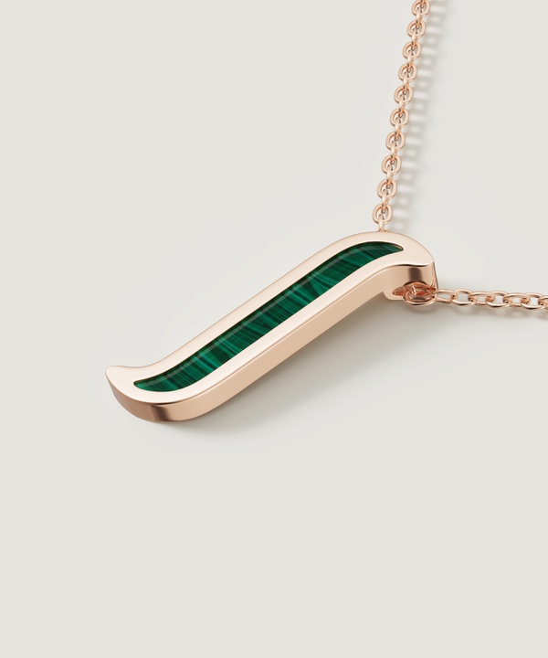 Mosaic Malachite Necklace In 18K Rose Gold