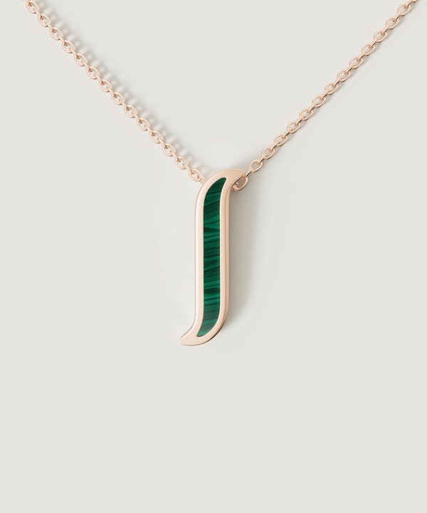 Mosaic Malachite Necklace In 18K Rose Gold