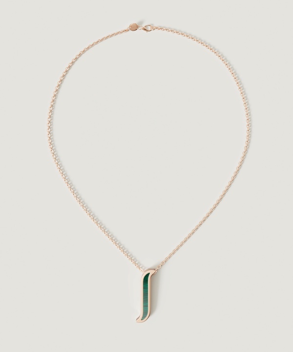 Mosaic Malachite Necklace In 18k Rose Gold