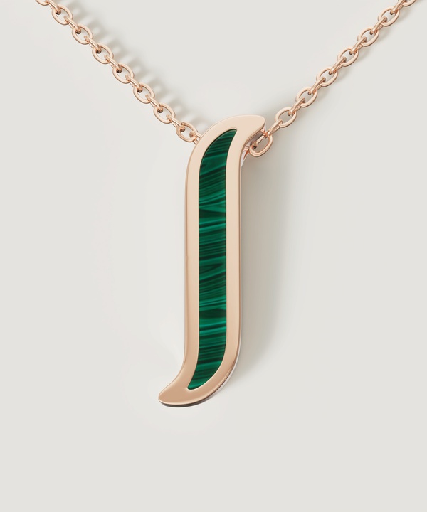 Mosaic Malachite Necklace In 18K Rose Gold
