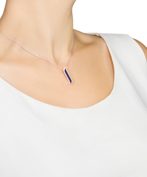 Mosaic Lapis Lazuli Necklace In 18k Rose Gold