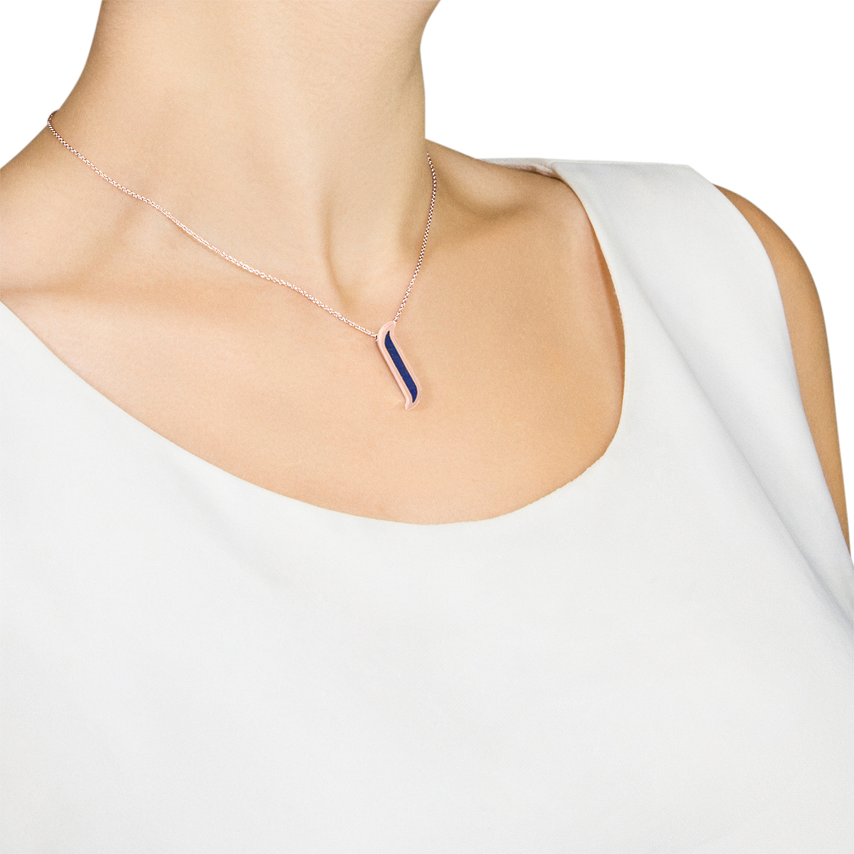 Mosaic Lapis Lazuli Necklace In 18k Rose Gold