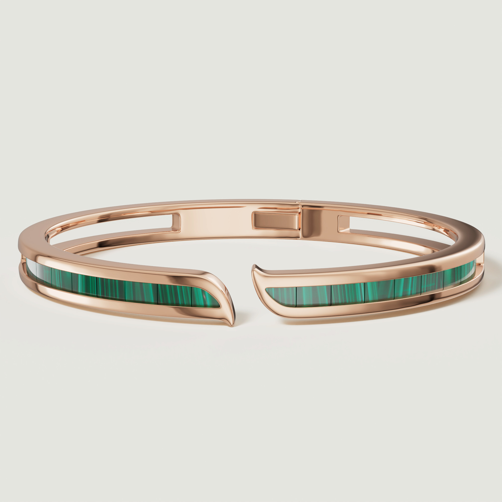 Mosaic Malachite Bangle In 18k Rose Gold