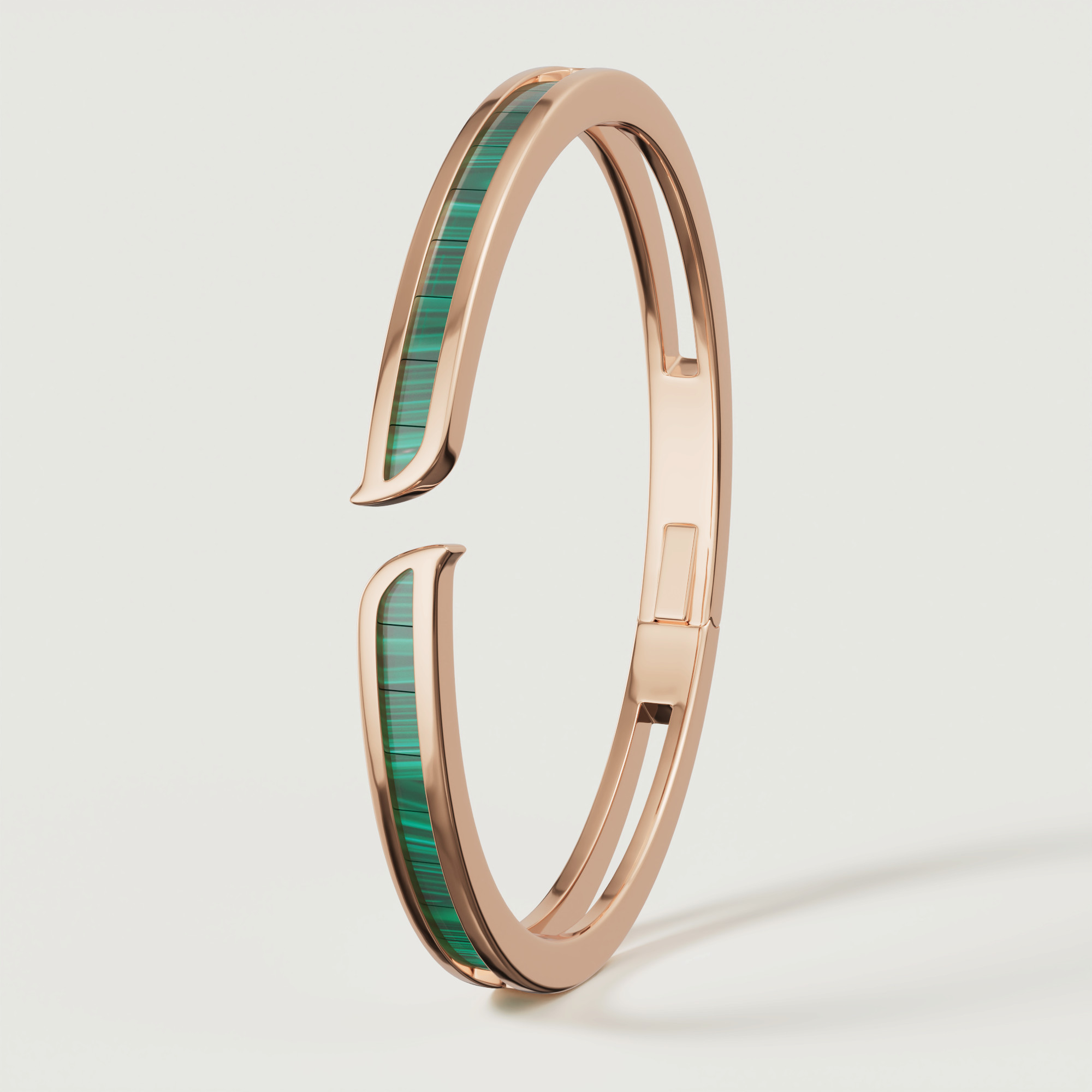 Mosaic Malachite Bangle In 18k Rose Gold