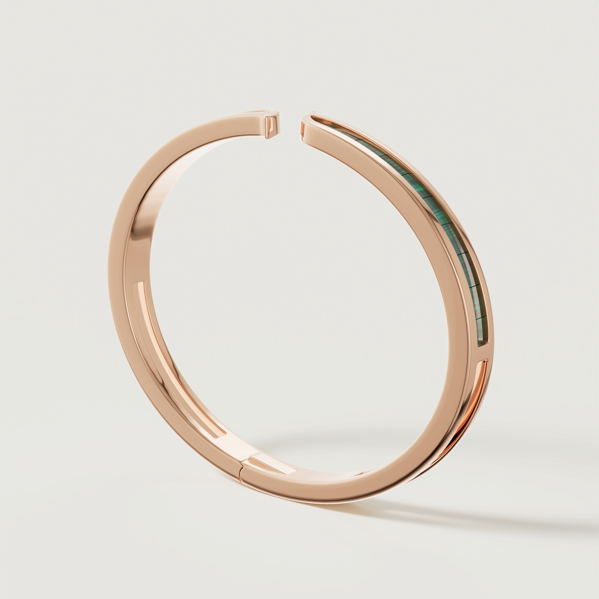 Mosaic Malachite Bangle In 18k Rose Gold