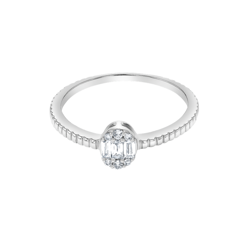 Onesixeight Oval Shaped Diamond Ring Eternity Band 18K White Gold