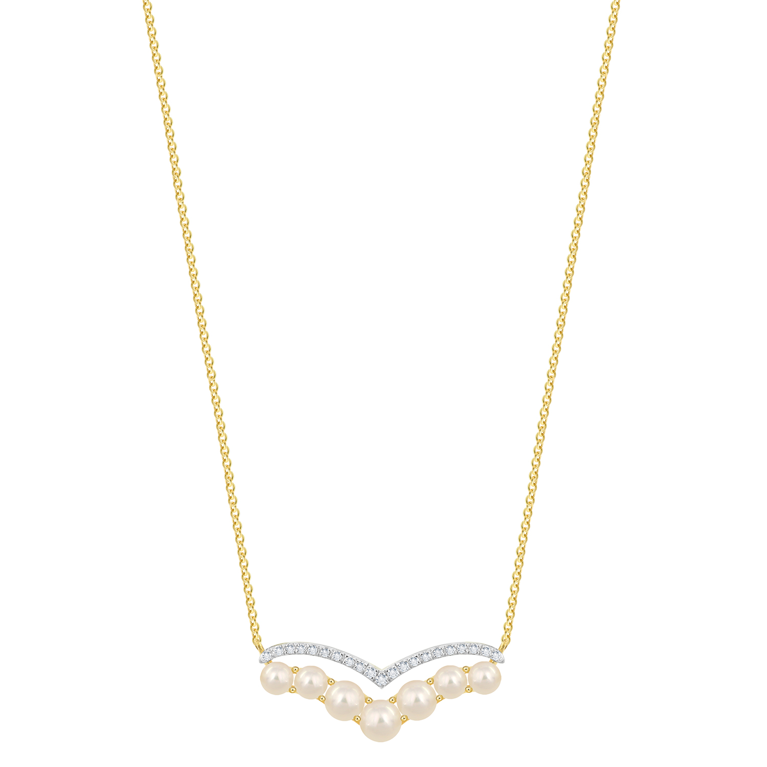 Cadeau 18k Yellow Gold Pearl And Diamond Necklace