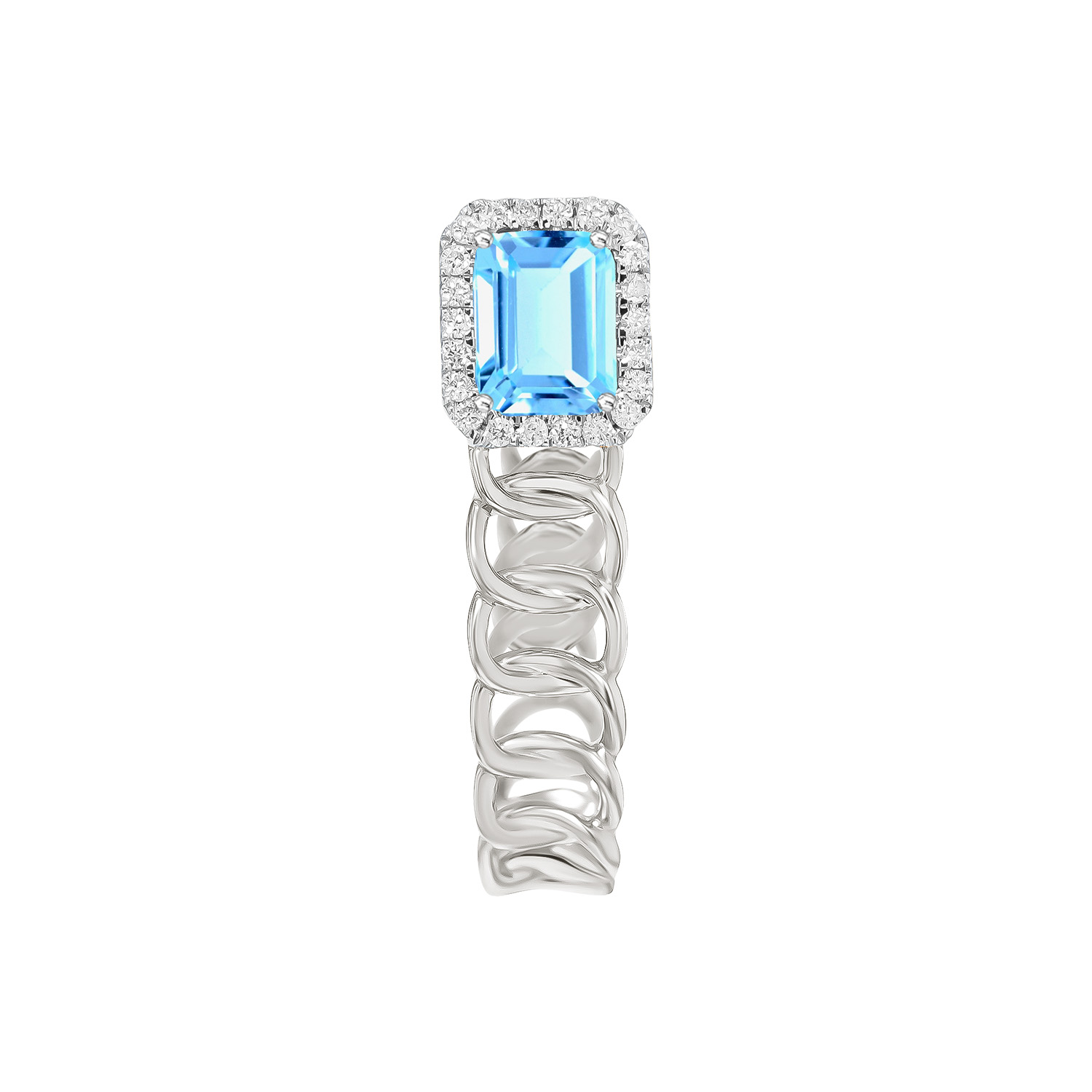 Havana Miami Earrings In 18k White Gold With Diamond & Swiss Blue Topaz