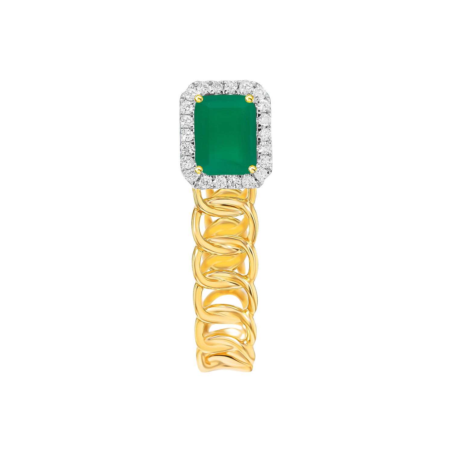 Havana Miami Earrings In 18K Yellow Gold With Diamond & Green Onyx