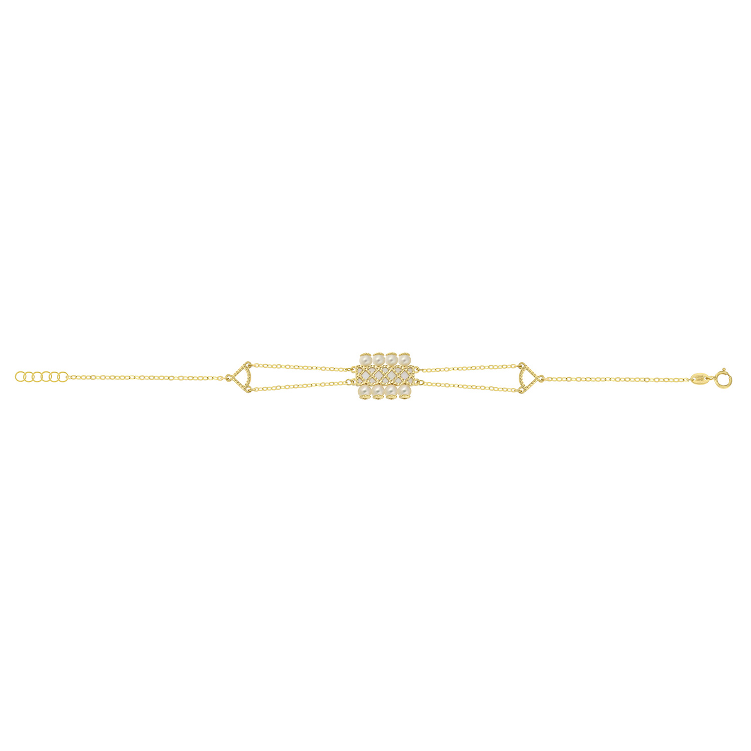 Arabiya 18K Yellow Gold Bracelet With White Mother Of Pearl And White Freshwater Pearl
