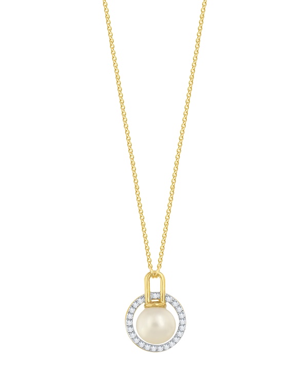 Cadeau Pearl Necklace in 18K Yellow Gold with Diamond