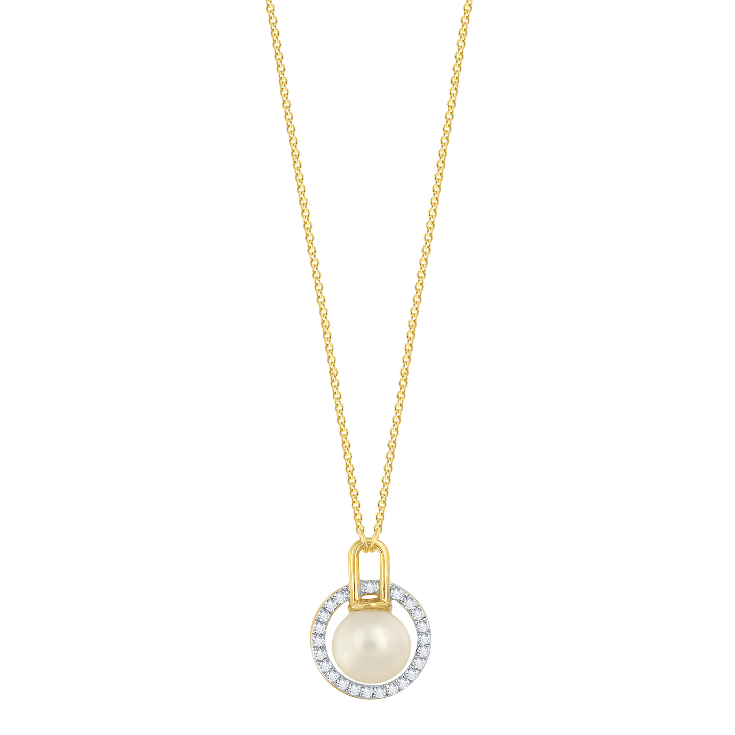 Cadeau 18k Yellow Gold Pearl And Diamond Necklace