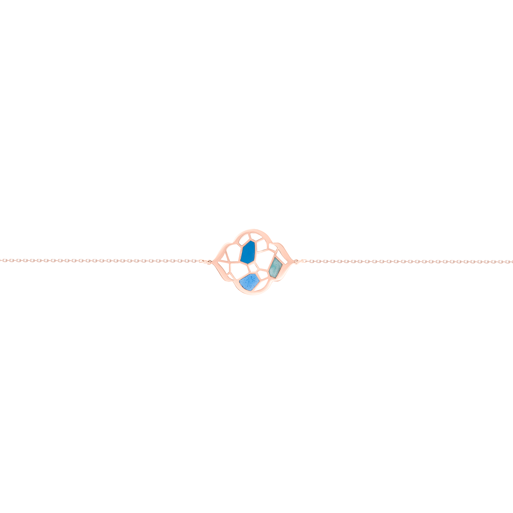 Jal Crystal Blue Waves 18k Rose Gold Bracelet