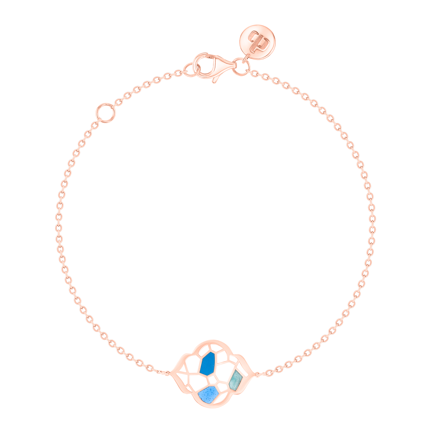 Jal Crystal Blue Waves 18k Rose Gold Bracelet