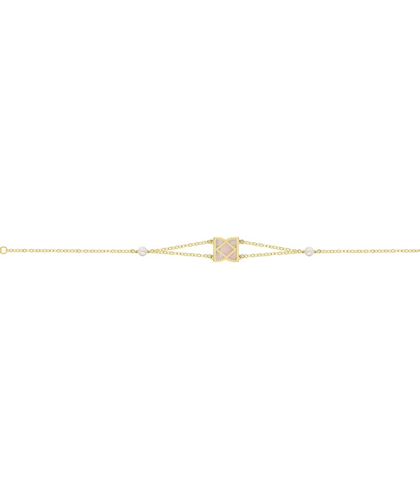 Arabiya 18k Yellow Gold Bracelet With Green And White Mother Of Pearl And White Freshwater Pearl