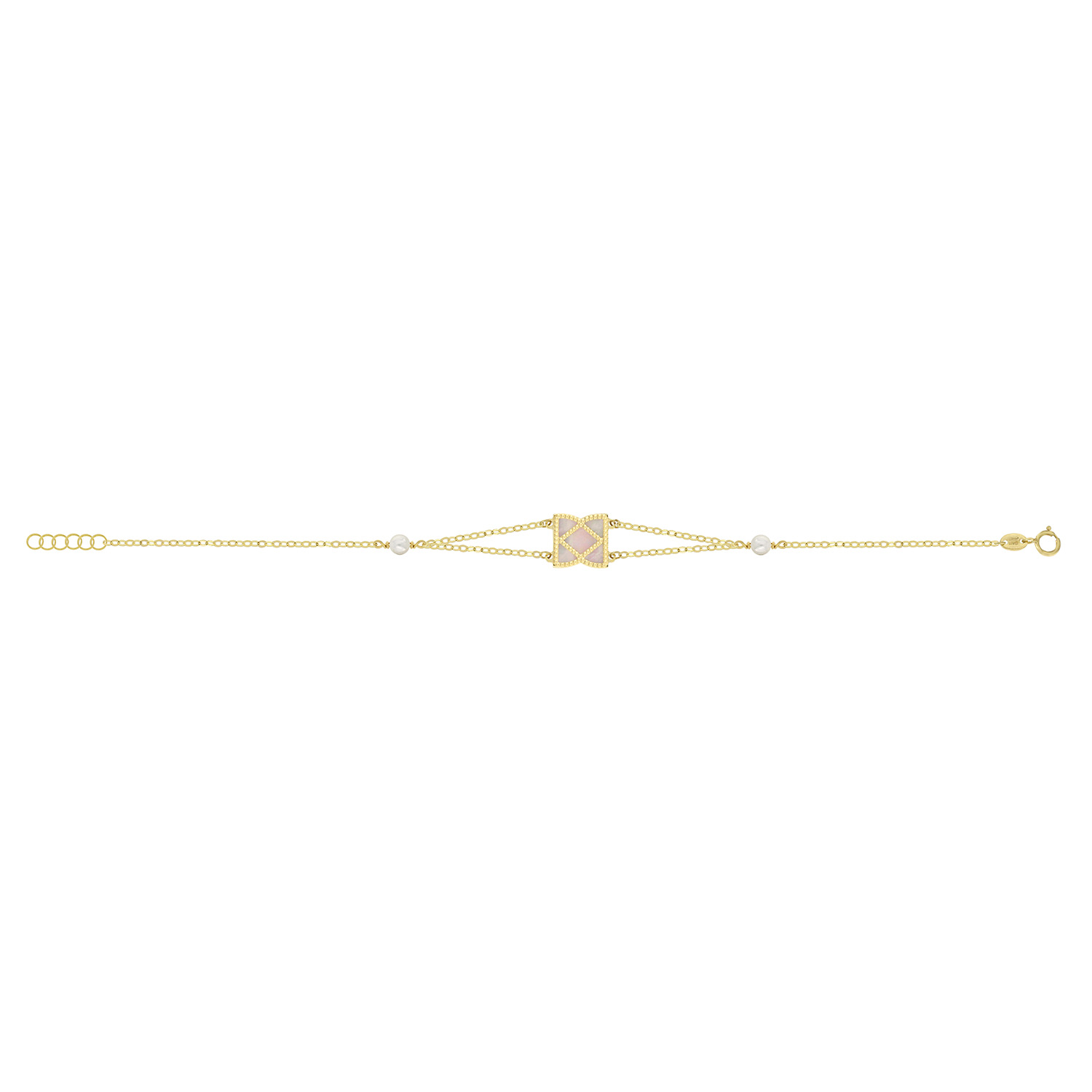 Arabiya 18K Yellow Gold Bracelet With Green And White Mother Of Pearl And White Freshwater Pearl