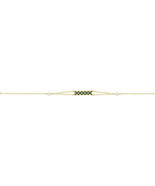 Arabiya 18k Yellow Gold Bracelet With Green And White Mother Of Pearl And White Freshwater Pearl
