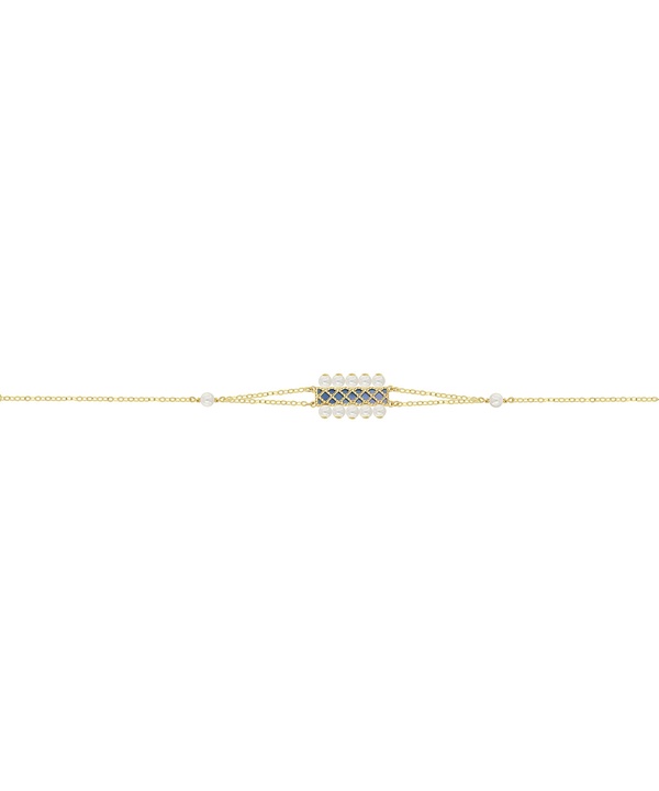 Arabiya 18k Yellow Gold Bracelet With Blue And White Mother Of Pearl And White Freshwater Pearl
