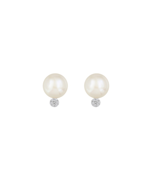 Cadeau 18k Yellow Gold Pearl And Diamond Earrings