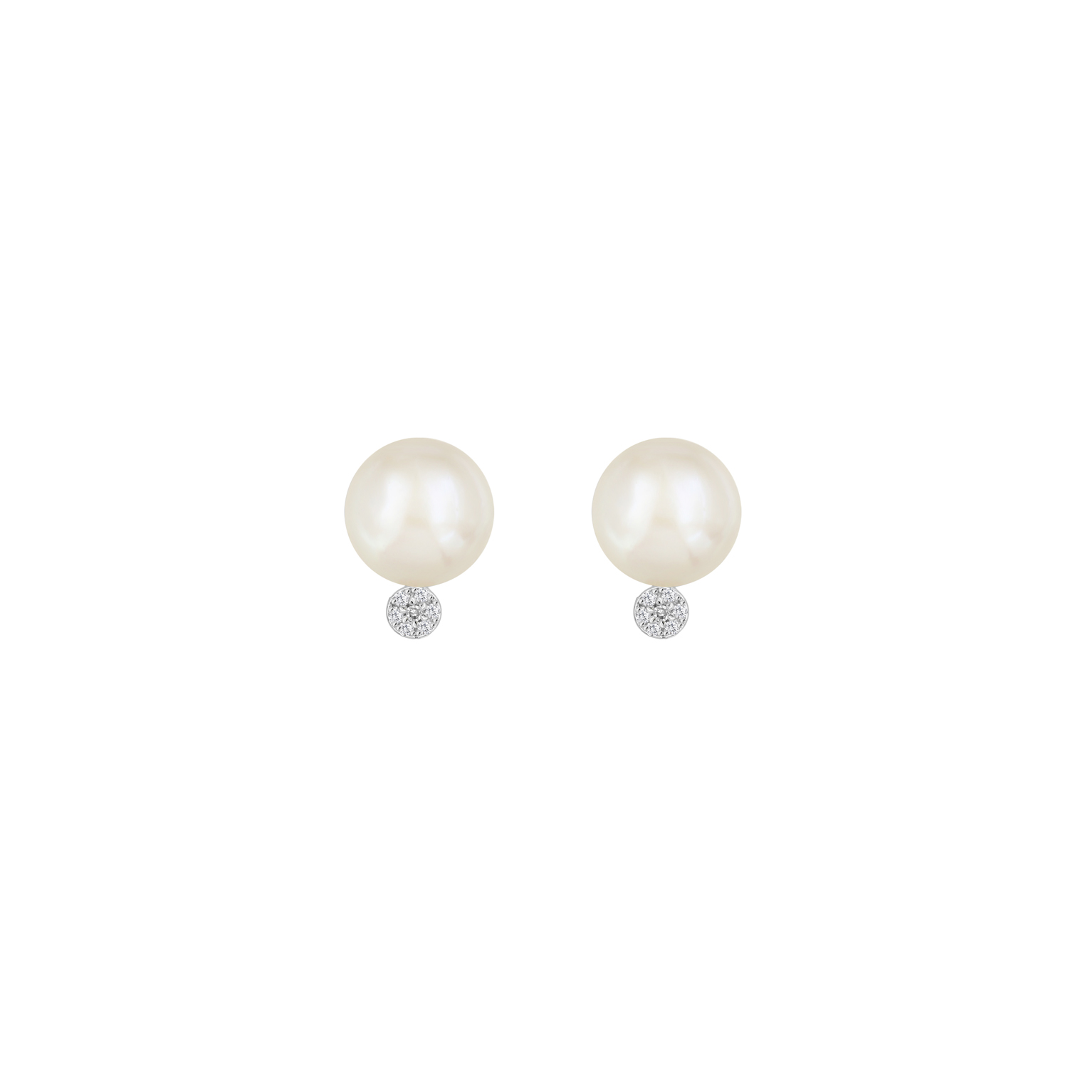 Cadeau 18k Yellow Gold Pearl And Diamond Earrings