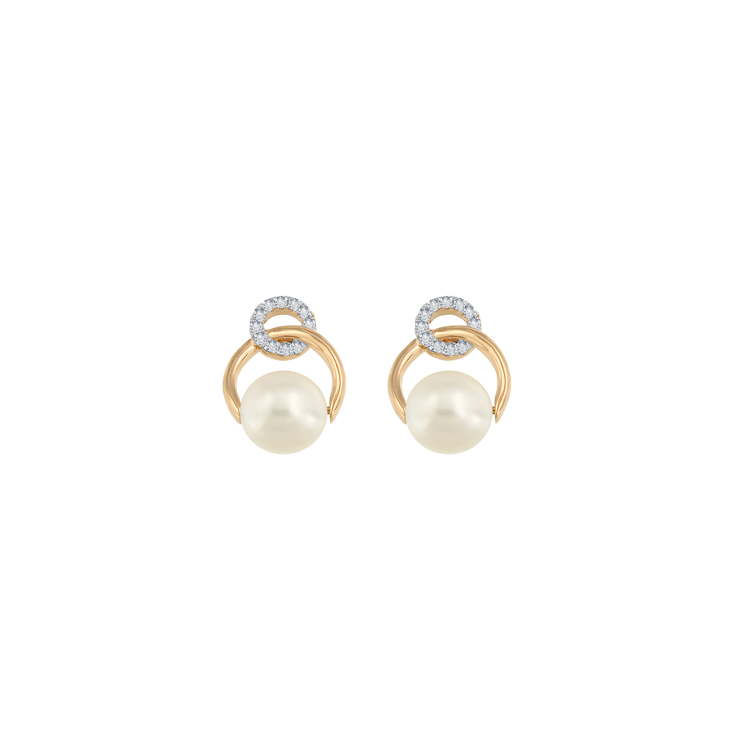 Cadeau 18k Rose Gold Pearl And Diamond Earrings