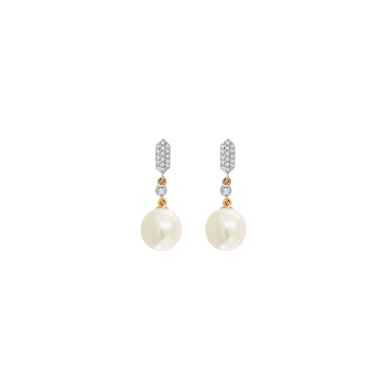 Cadeau 18k Rose Gold Pearl And Diamond Earrings