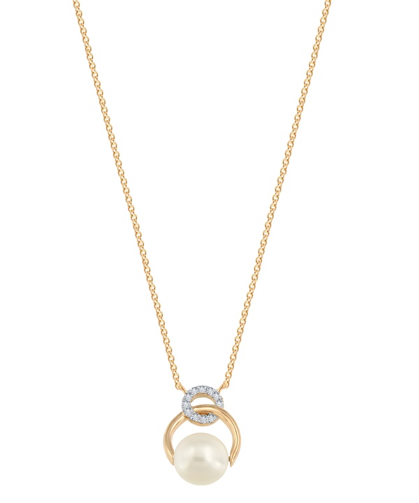 Cadeau Pearl Necklace in 18K Rose Gold with Diamond