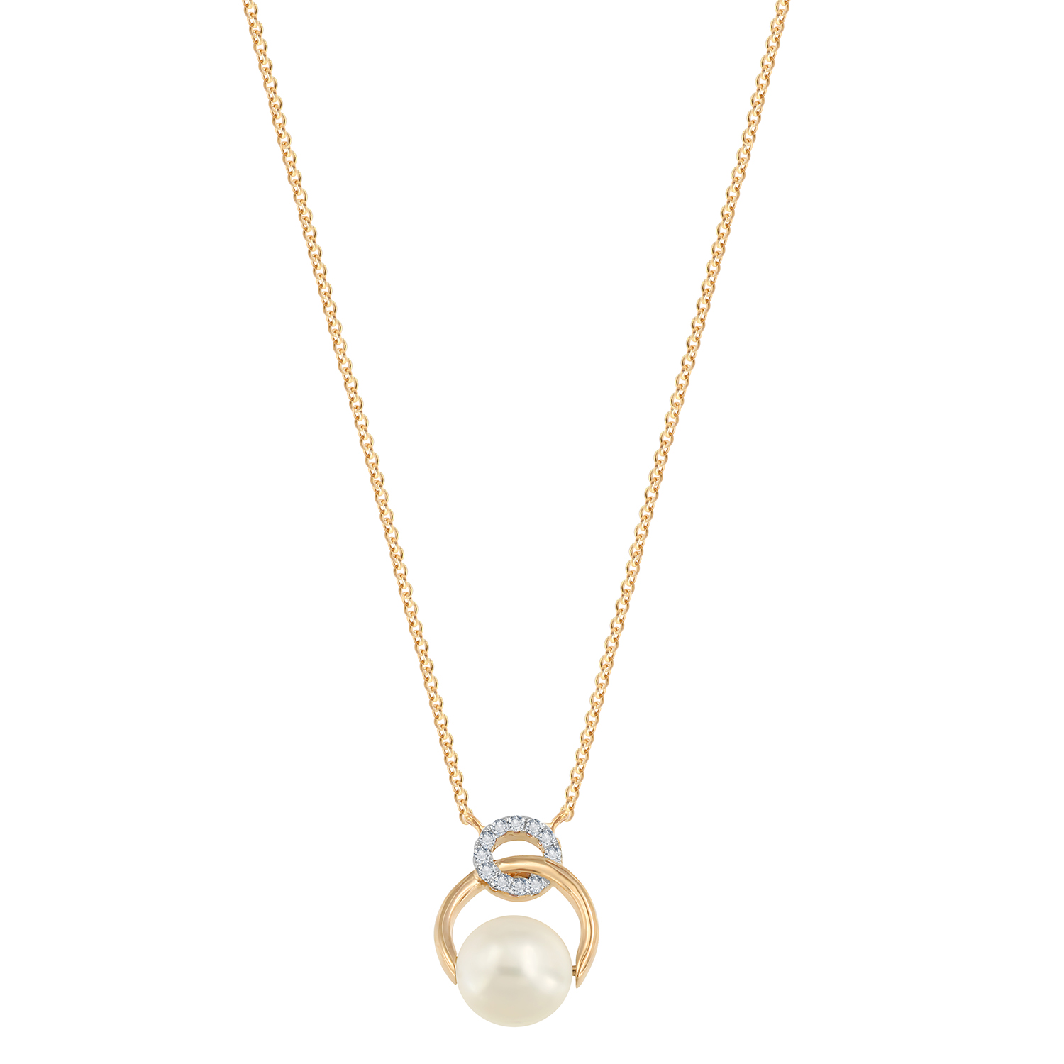 Cadeau 18k Rose Gold Pearl And Diamond Necklace