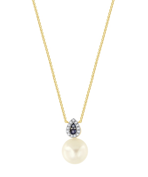 Cadeau Pearl Necklace in 18K Yellow Gold with Diamond